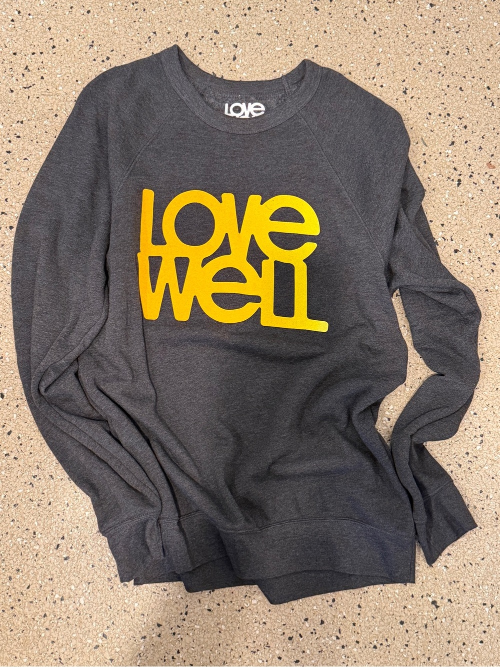 Love Charcoal Crewneck Sweatshirt with Yellow LOVEWELL Logo